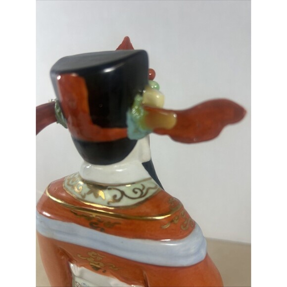 Chinese God Ceramic Statue General Kwan Reishi Mushroom 10” Vintage Asian Decor - Picture 12 of 16